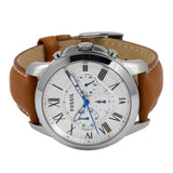 Fossil Grant Chronograph White Dial Brown Leather Strap Watch for Men - FS5060 Authentic Buy Shop Now