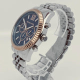 Michael Kors Lexington Chronograph Blue Dial Silver Steel Strap Watch For Men - MK8689 Authentic Buy Shop Now