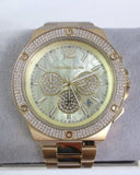 Michael Kors Lennox Chronograph Gold Dial Gold Steel Strap Watch For Men - MK8989 Authentic Buy Shop Now