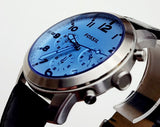 Fossil Pilot Chronograph Sky Blue Dial Black Leather Strap Watch for Men - FS5162 Authentic Buy Shop Now