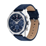 Tommy Hilfiger Lars Chronograph Blue Dial Blue Leather Strap Watch For Men - 1792063 Authentic Buy Shop Now