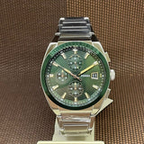 Fossil Everett Chronograph Green Dial Silver Steel Strap Watch for Men - FS5964 Authentic Buy Shop Now