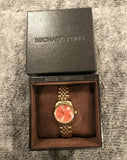 Michael Kors Lexington Quartz Orange Dial Gold Steel Strap Watch For Women - MK3284 Authentic Buy Shop Now