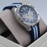 Michael Kors Brecken Chronograph Blue Dial Two Tone PVC Strap Watch For Men - MK8950 Authentic Buy Shop Now