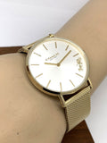 Coach Perry White Dial Gold Mesh Bracelet Watch for Women - 14503125 Authentic Buy Shop Now
