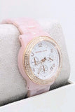 Michael Kors Runway Chronograph White Dial Pink Steel Strap Watch for Women - MK7424 Authentic Buy Shop Now