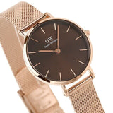 Daniel Wellington Petite Amber Brown Dial Gold Mesh Strap Watch For Women - DW00100476 Authentic Buy Shop Now