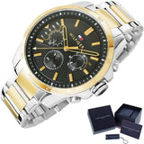 Tommy Hilfiger Decker Chronograph Black Dial Two Tone Steel Strap Watch for Men - 1791559 Authentic Buy Shop Now