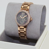 Michael Kors Camille Chronograph Grey Dial Rose Gold Steel Strap Watch For Women - MK6983 Authentic Buy Shop Now