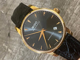 Mido Baroncelli III Automatic Grey Dial Black Leather Strap Watch For Men - M8600.3.13.4 Authentic Buy Shop Now
