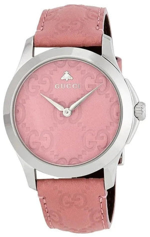 Gucci G Timeless Quartz Candy Pink Dial Pink Leather Strap Watch For Women - YA1264030 Authentic Buy Shop Now