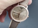 Emporio Armani Kappa Quartz Rose Gold Dial Pink Leather Strap Watch For Women - AR11010 Authentic Buy Shop Now
