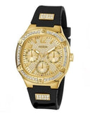 Guess Duchess Crystals Gold Dial Black Silicon Strap Watch For Women - GW0619L2 Authentic Buy Shop Now