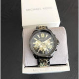 Michael Kors Wren Chronograph Black Dial Two Tone Steel Strap Watch for Women - MK6978 Authentic Buy Shop Now