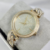 Michael Kors Catelyn Crystals Gold Dial Gold Steel Strap Watch For Women - MK4674 Authentic Buy Shop Now