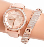 Michael Kors Corey Analog Rose Gold Dial Pink Leather Strap Watch For Women - MK2987 Authentic Buy Shop Now