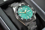Seiko 5 Sports SKX Midi Automatic Teal Dial Silver Steel Strap Watch For Men - SRPK33K1 Authentic Buy Shop Now