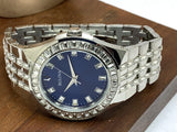 Bulova Phantom Baguette Crystal Blue Dial Silver Steel Strap Watch for Men - 96A254 Authentic Buy Shop Now