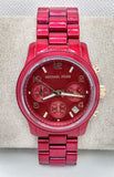 Michael Kors Runway Analog Chronograph Red Dial Red Steel Strap Watch for Women - MK7436 Authentic Buy Shop Now
