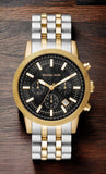 Michael Kors Hutton Chronograph Black Dial Two Tone Steel Strap Watch For Men - MK8954 Authentic Buy Shop Now