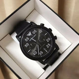 Emporio Armani Luigi Chronograph Black Dial Black Leather Strap Watch For Men - AR11133 Authentic Buy Shop Now