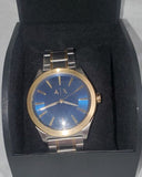 Armani Exchange Nico Quartz Blue Dial Two Tone Steel Strap Watch For Men - AX2332 Authentic Buy Shop Now