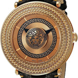 Versace V Metal Icon Quartz Silver Dial Brown Leather Strap Watch For Men - VQL010015 Authentic Buy Shop Now