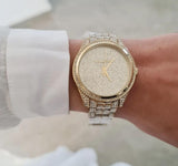 Michael Kors Lauryn Crystals Gold Dial Gold Steel Strap Watch For Women - MK3930 Authentic Buy Shop Now
