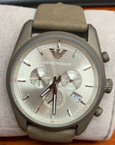 Emporio Armani Sportivo Chronograph Silver Dial Brown Leather Strap Watch For Men - AR6076 Authentic Buy Shop Now