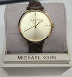 Michael Kors Jayne Three Hand Gold Dial Brown Leather Strap Watch For Women - MK7129 Authentic Buy Shop Now