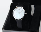 Emporio Armani Modern White Dial Black Leather Strap Watch For Women - AR11159 Authentic Buy Shop Now