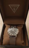 Guess Analog Black Dial Silver Mesh Bracelet Watch for Men - W1263G1 Authentic Buy Shop Now