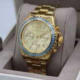 Michael Kors Everest Chronograph Gold Dial Gold Steel Strap Watch For Women - MK7210 Authentic Buy Shop Now