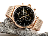 Hugo Boss Companion Chronograph Black Dial Rose Gold Steel Strap Watch For Men - 1513548 Authentic Buy Shop Now