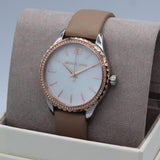 Michael Kors Layton Mother of Pearl White Dial Brown Leather Strap Watch For Women - MK2910 Authentic Buy Shop Now
