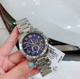 Michael Kors Brecken Chronograph Blue Dial Two Tone Steel Strap Watch For Men - MK8437 Authentic Buy Shop Now