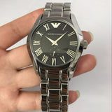 Emporio Armani Valente Black Dial Silver Steel Strap Watch For Men - AR0680 Authentic Buy Shop Now