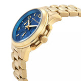 Michael Kors Runway Chronograph Blue Dial Gold Steel Strap Watch For Women - MK7353 Authentic Buy Shop Now