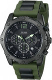 Guess Sport Chronograph Black Dial Green Silicone Strap Watch for Men - W0167G4 Authentic Buy Shop Now