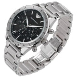 Emporio Armani Mario Chronograph Black Dial Silver Steel Strap Watch For Men - AR11241 Authentic Buy Shop Now