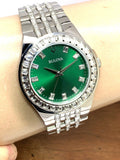 Bulova Phantom Classic Baguette Green Dial Silver Steel Strap Watch for Men - 96A253 Authentic Buy Shop Now