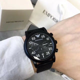 Emporio Armani Luigi Chronograph Black Dial Black Leather Strap Watch For Men - AR11133 Authentic Buy Shop Now