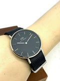 Daniel Wellington Classic Cornwall Quartz Black Dial Black Nylon Strap Watch For Women - DW00100151 Authentic Buy Shop Now