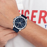 Tommy Hilfiger Lars Chronograph Blue Dial Blue Leather Strap Watch For Men - 1792063 Authentic Buy Shop Now