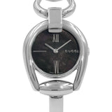 Gucci Horsebit Collection Mother of Pearl Black Dial Silver Steel Strap Watch For Women - YA139503 Authentic Buy Shop Now