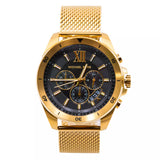 Michael Kors Brecken Chronograph Black Dial Gold Mesh Strap Watch For Men - MK8867 Authentic Buy Shop Now