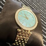 Michael Kors Darci Analog Mother of Pearl Green Dial Gold Steel Strap Watch For Women - MK3498 Authentic Buy Shop Now