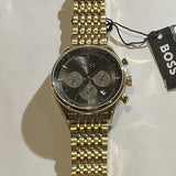 Hugo Boss Gregor Chronograph Grey Dial Gold Steel Strap Watch For Men - 1514051 Authentic Buy Shop Now