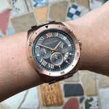 Michael Kors Brecken Chronograph Analog Black Dial Rose Gold Steel Strap Watch For Women - MK8563 Authentic Buy Shop Now