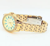 Michael Kors Mini Pilot Quartz Gold Dial Gold Steel Strap Watch For Women - MK7366 Authentic Buy Shop Now